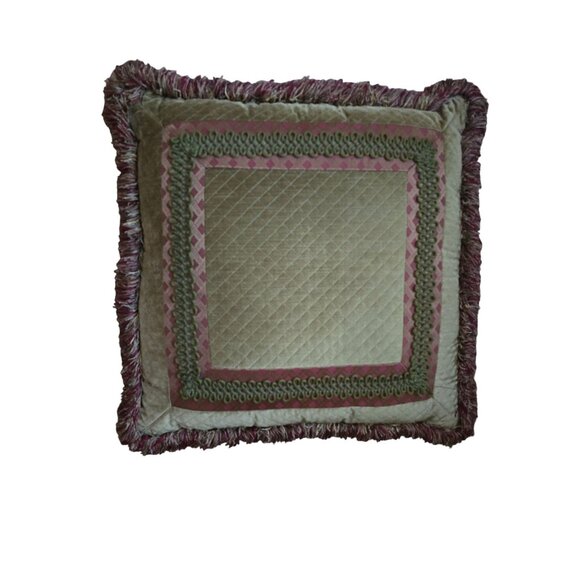 Eastern Accents Luxury Decorative Throw Pillow 24" Square Gold & Red Fringe - Picture 2 of 5